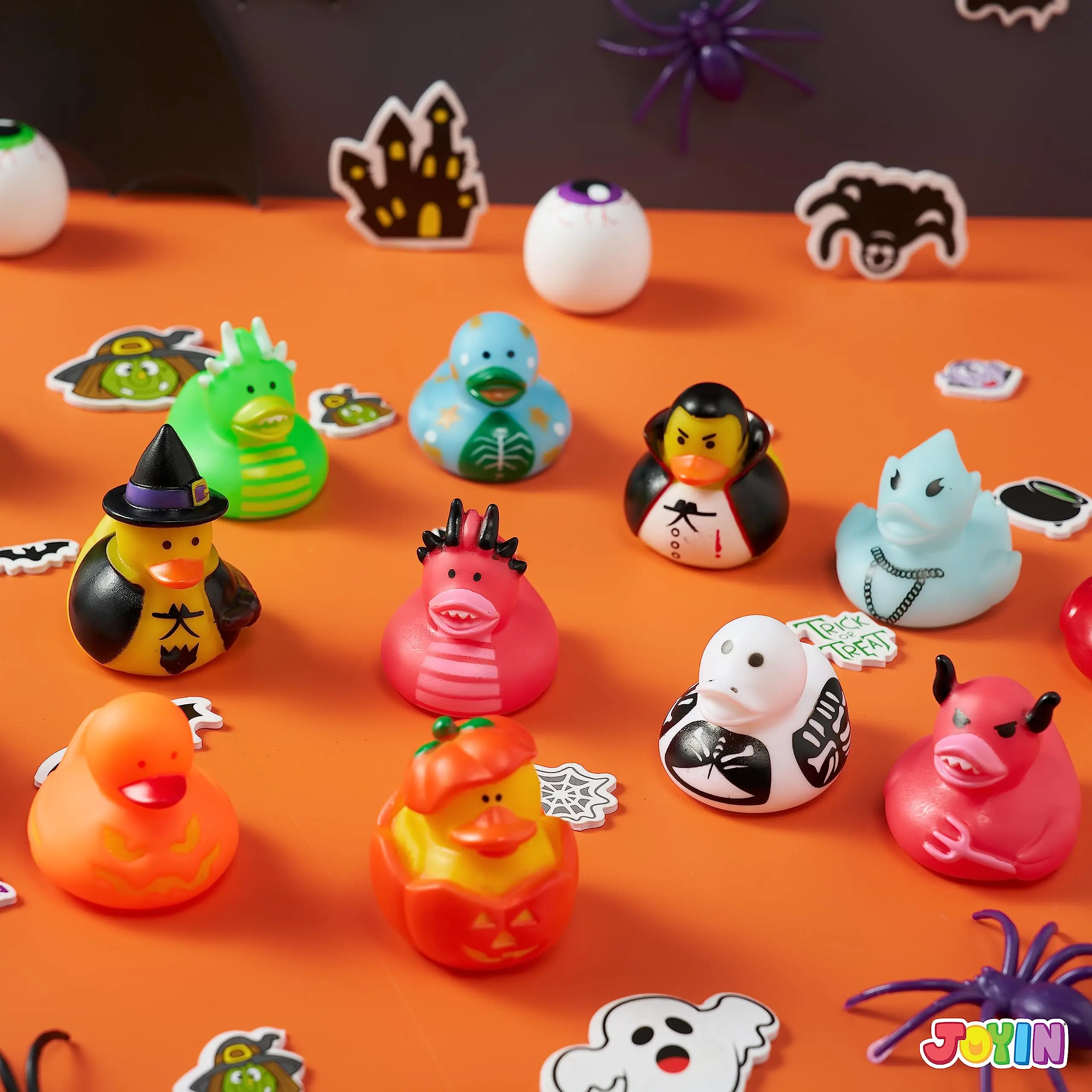 18 PCS Halloween Nowość Gumowa Kaczka, Klasyczna Kaczka Świetna na Halloween Impreza, Kąpiel Dziecka, Basen Halloweenowy Zabawka do kąpieli dla