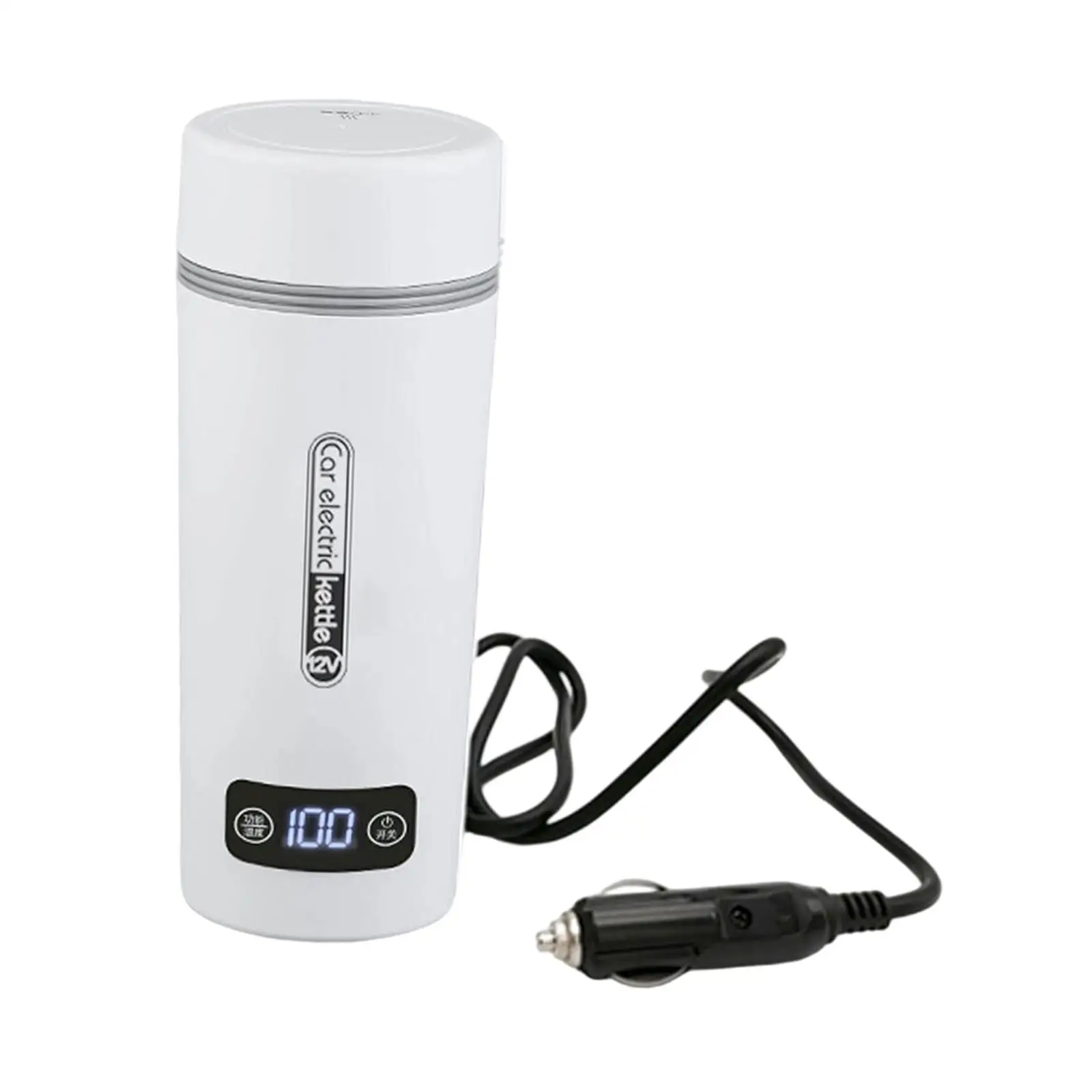 Car Travel Electric Kettle Temperature Display Heating Drinking Cup 12V/24V