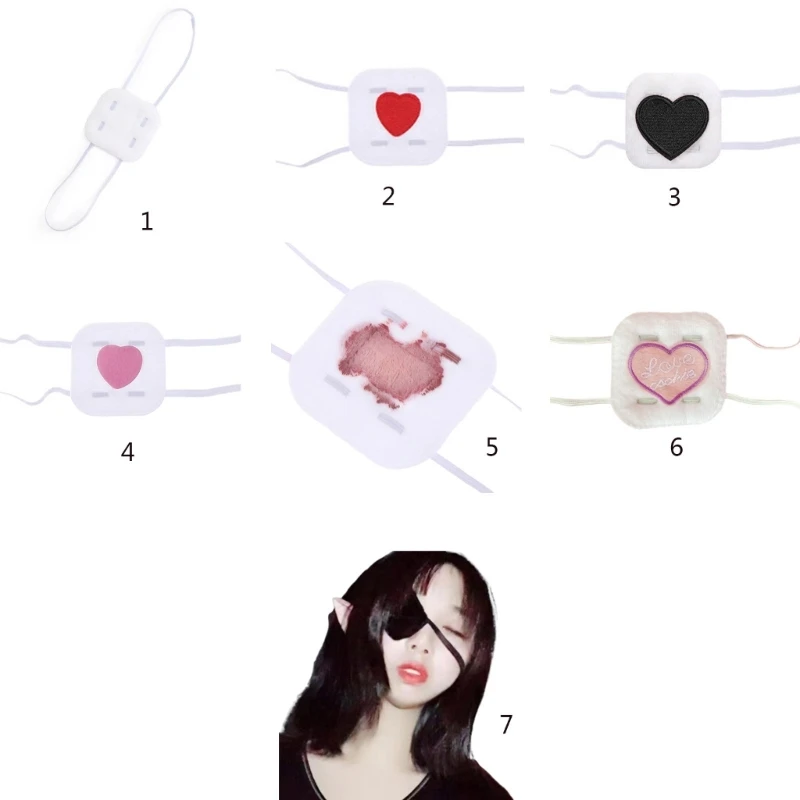 Anime Cosplay Eye Mask Lolita-Girls  Eyeshade Heart Embroidery Single Eye Mask Blindfold Cartoon Eye Patch Props