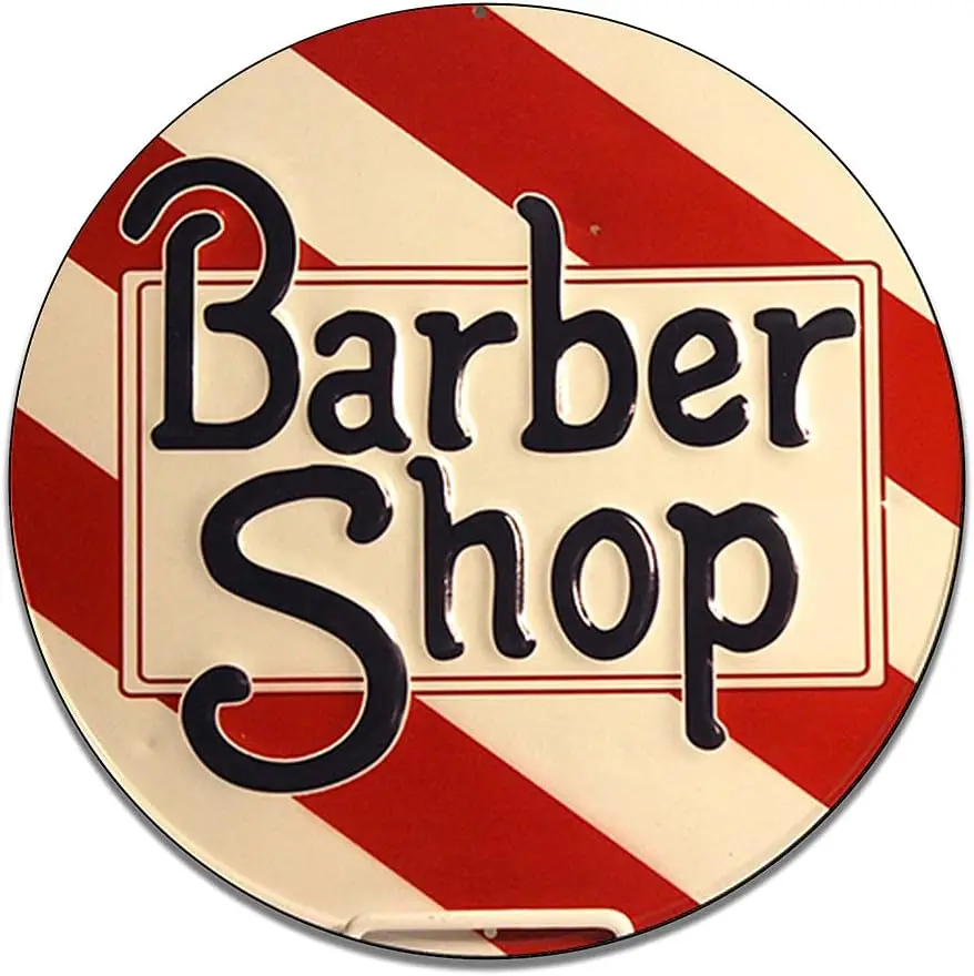 Barber Shop Spiral Pole Haircut Scissors Salon Welcome Store On Duty Garage Signs Metal Vintage Style Decor Metal Tin Aluminum R