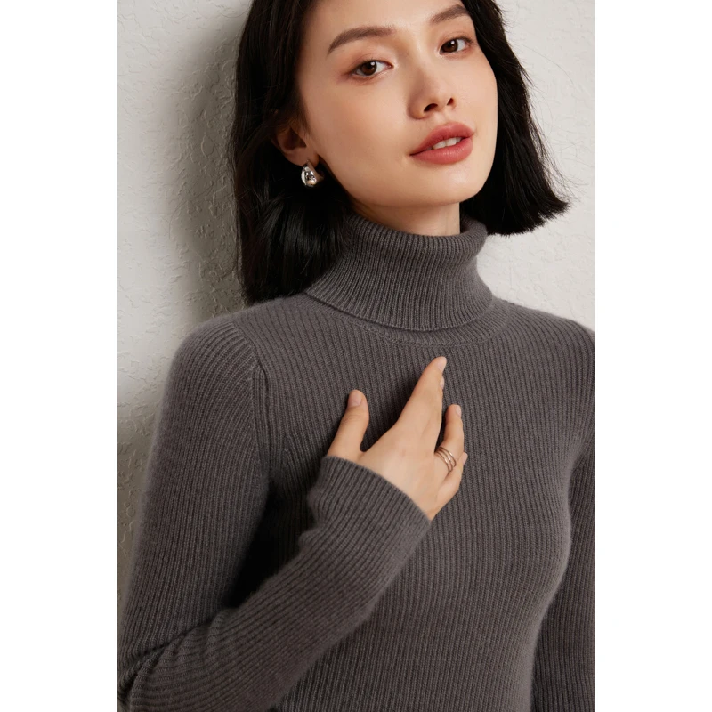 

Autumn Winter Women Turtleneck Pullovers Sweater Basic Long Sleeve 100% Cashmere Bottom Classic Soft Warm Cashmere Knitwear Tops