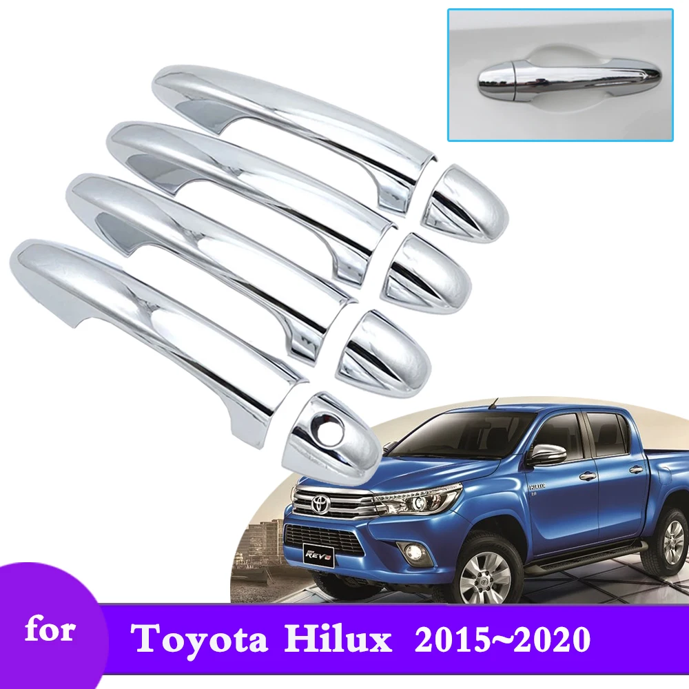 

Luxuriou Chrome Smart Door Handle Cover for Toyota Hilux Revo MK8 2015~2020 Car External Protective Accessories Stickers 2016