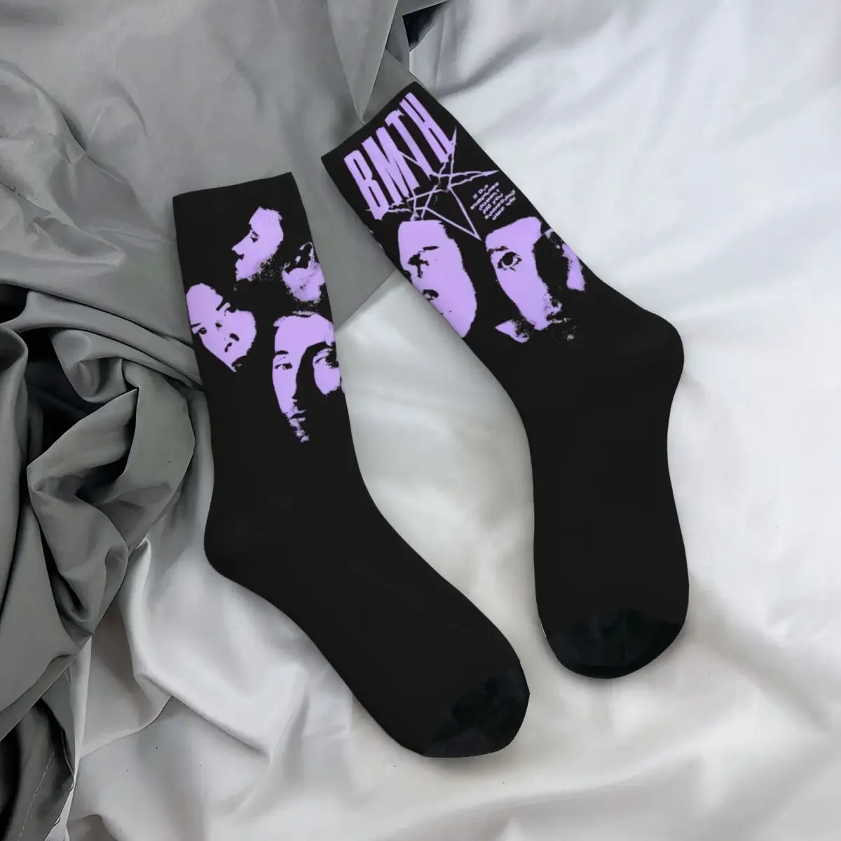 BMTH Rock Music Band Stuff Crew Socks flessibile Pop Rock Graphic Crew Socks Soft for men's Best Gifts