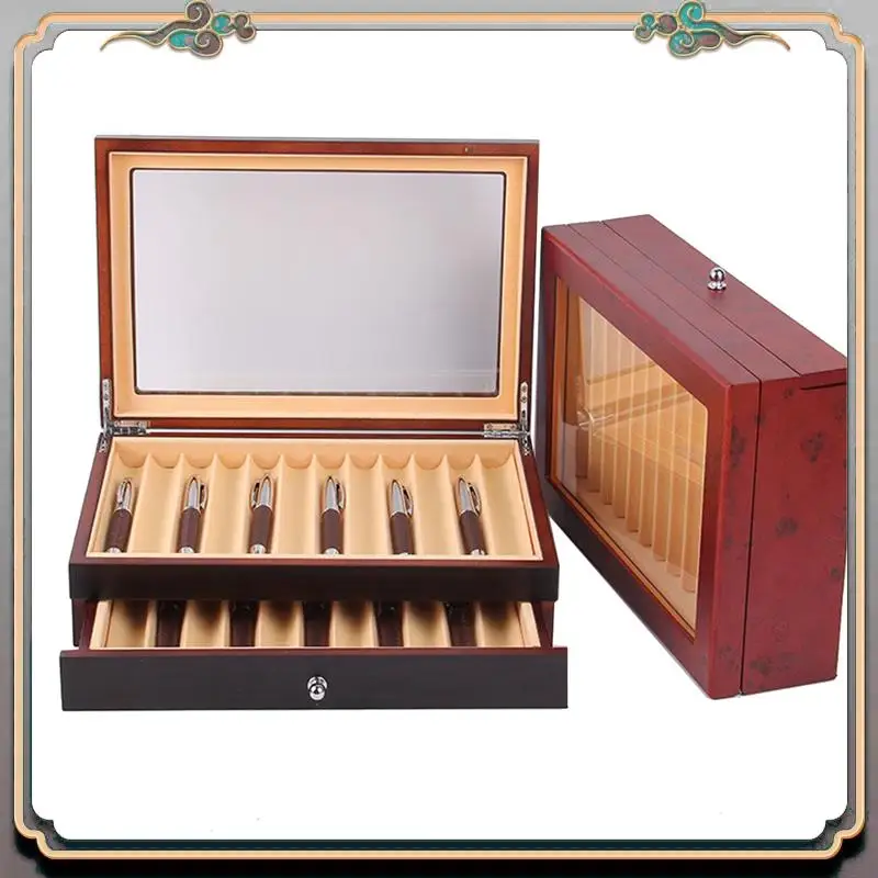 Durable 1 PCS Luxury 2 Layer Pen Display Organizer Transparent Window Fountain Pen-Collector Box 1