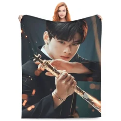 Cha un Woo coperta flanella stampa Kpop Astro coperta multifunzione Ultra-morbida per copriletto auto divano