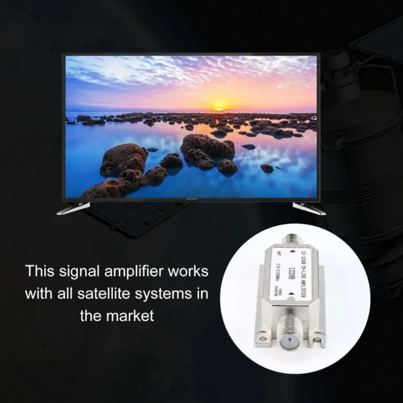 

12-20db Satellite Amplifier 174-2150MHZ Signal Booster for Antenna Cable Run Channel Strength