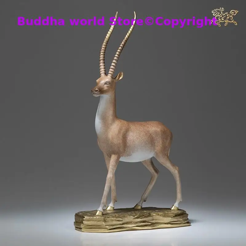 HOME OFFICE BAR High grade decorative ART Bring GOOD LUCK Success Tibetan antelope bronze Sculpture Spiritual ART