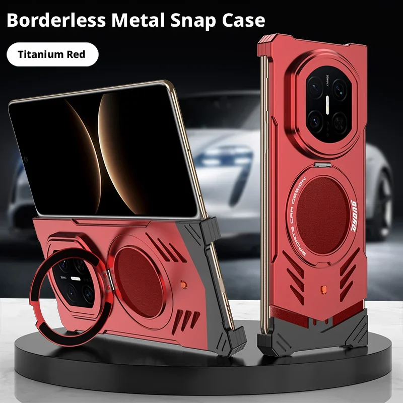 Borderless Aluminum alloy Metal Snap Magnetic Rotating Stand Case For Huawei Mate X7 X6 X5 X3 Supercar Design Bumper Frame Cover