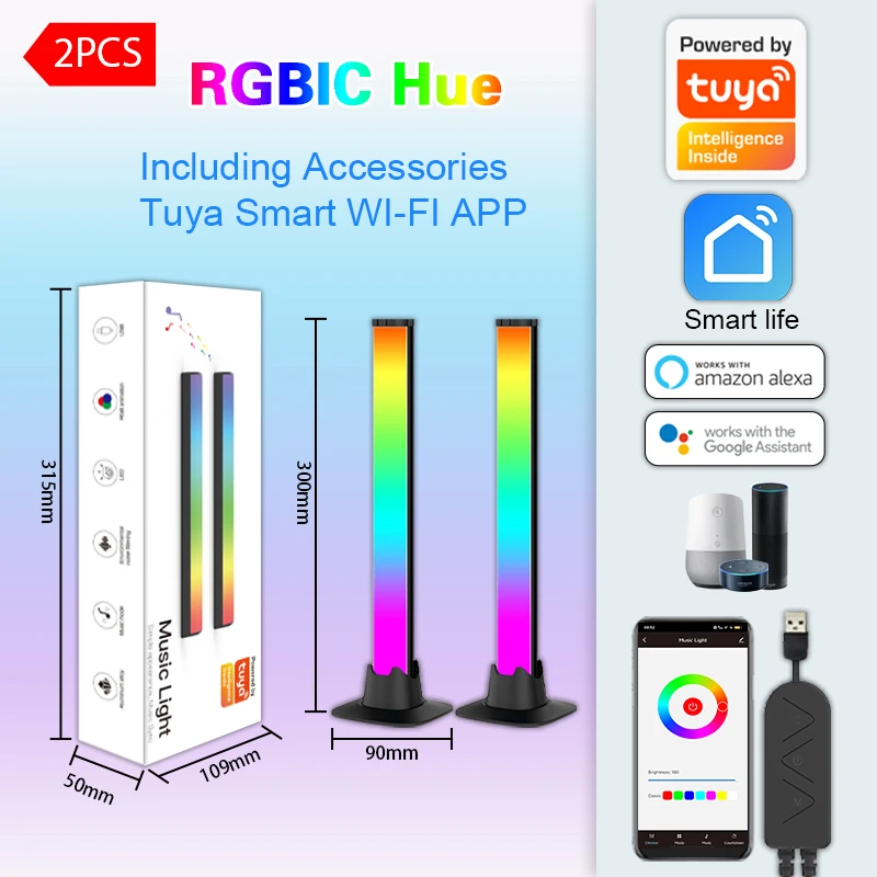 wiscolor luz de coleta wifi da tuya luzes de ritmo musical rgbic inteligentes led decoracao de natal barra de luz de mesa funciona com alexa e google assistant 01