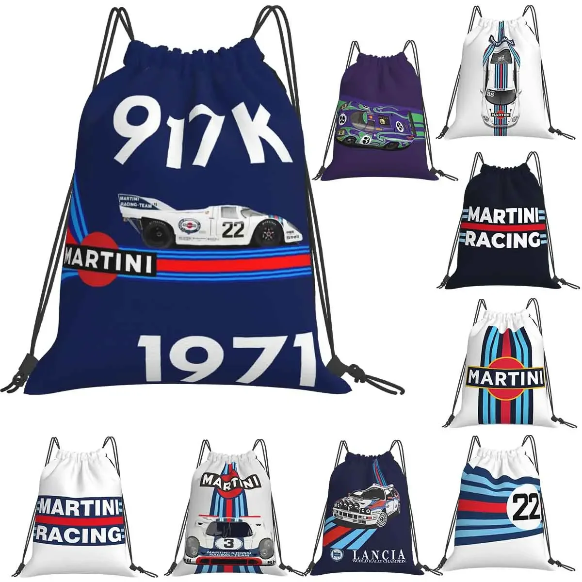 Martini Racing 917K 1971 Backpack Portable Drawstring Bags Drawstring Bundle Pocket Sports Bag BookBag For Travel School