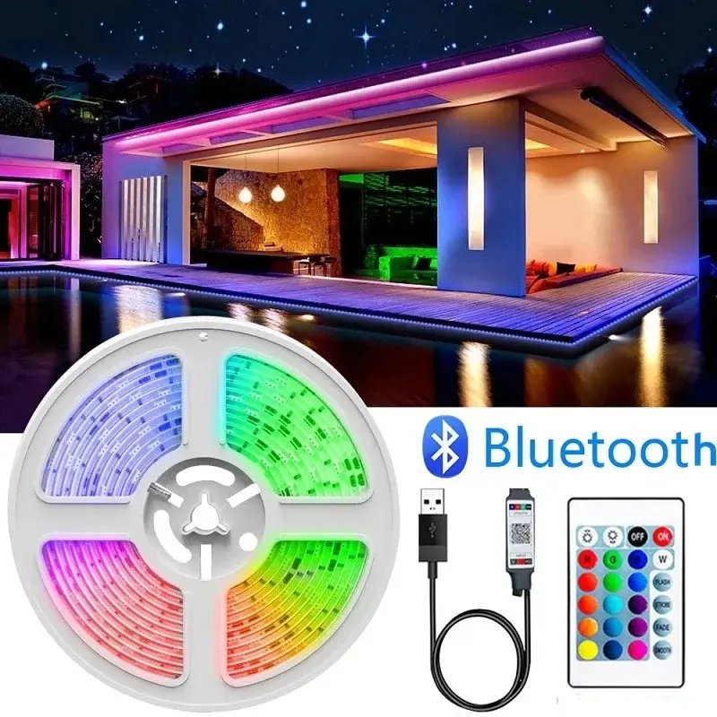 Taśma LED WIFI Bluetooth Control 5050 RGB Led Lights Elastyczna wstążka Luces Led 1M-30M 5V USB TV BackLight Dekoracja pokoju