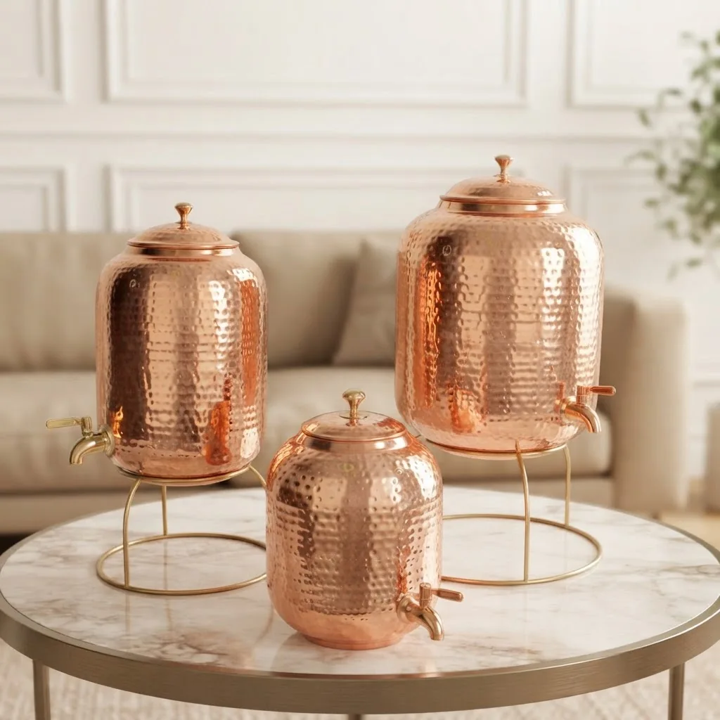 Retro Southeast Asian Copper Water Jug, Handmade Copper Pitcher for Bar, Restaurant & Water Dispenser