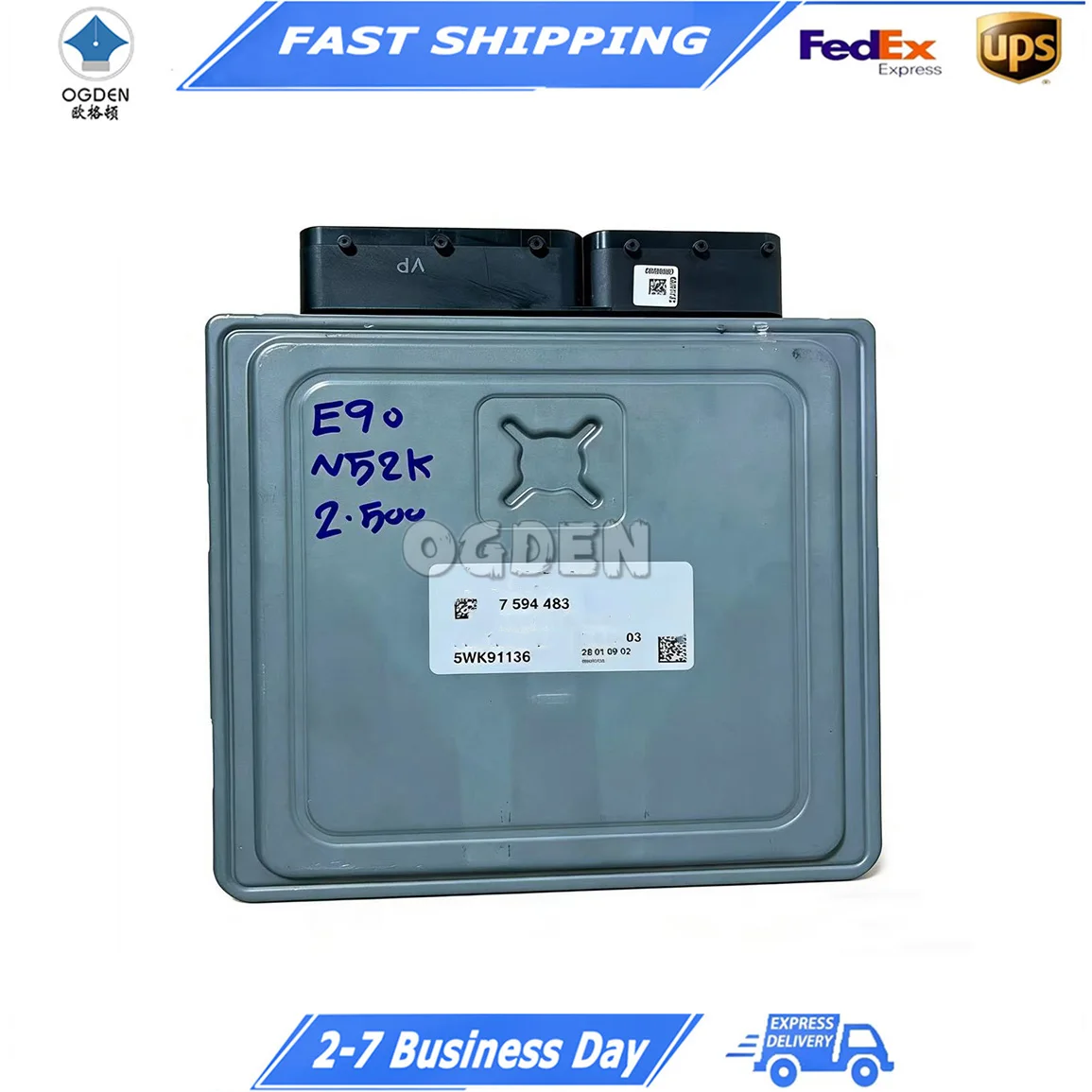 

OGDEN DME MSV80 Engine Control Unit ECU 7 594 483 / 12147602220 for BMW E90 N52K, E60 E61 LCI, E63 E64 LCI, X5 E70