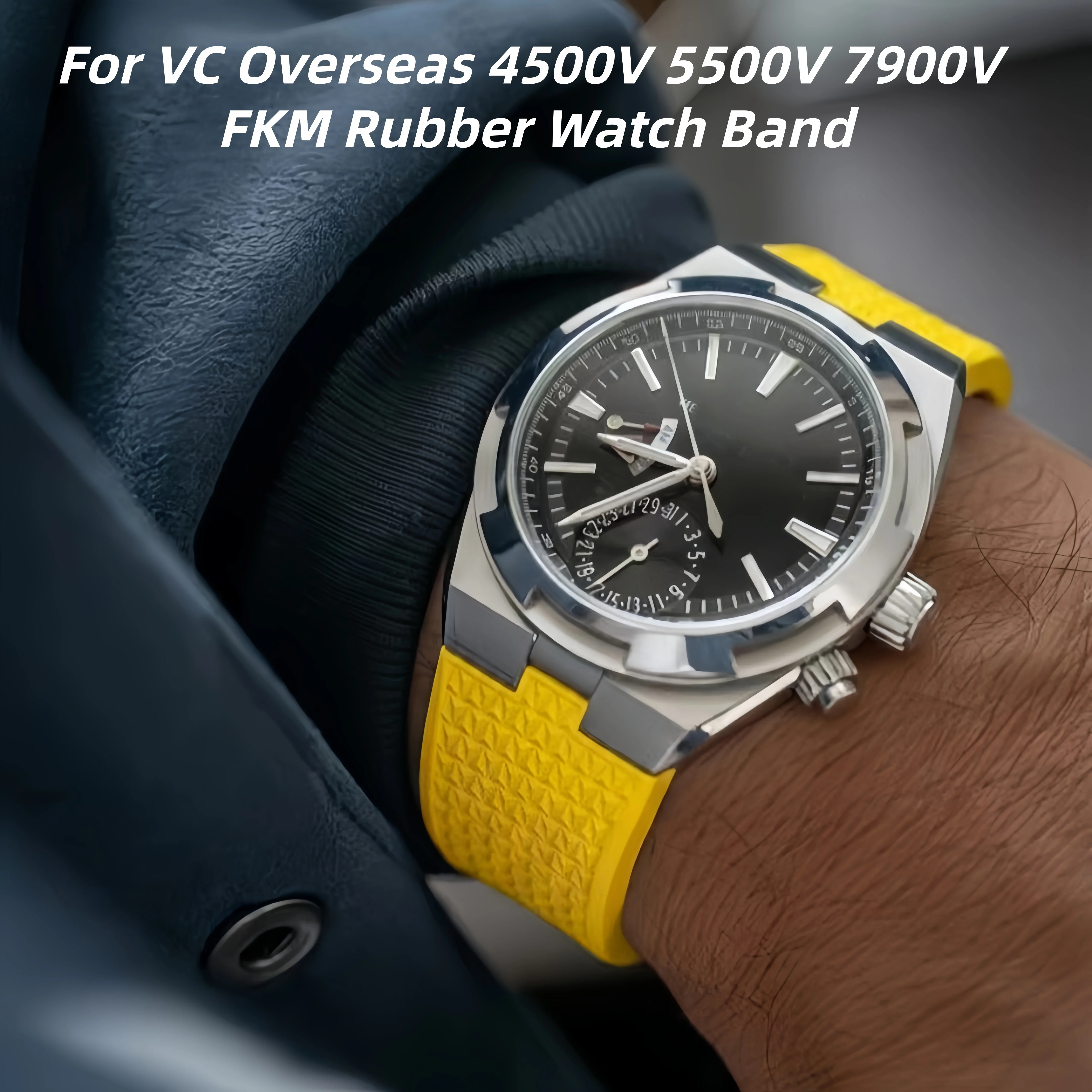 High Quality For Vacheron Constantin Overseas 4500V 5500V 7900V FKM Rubber Strap With Steel End Linking Watch Band Mutiple Color
