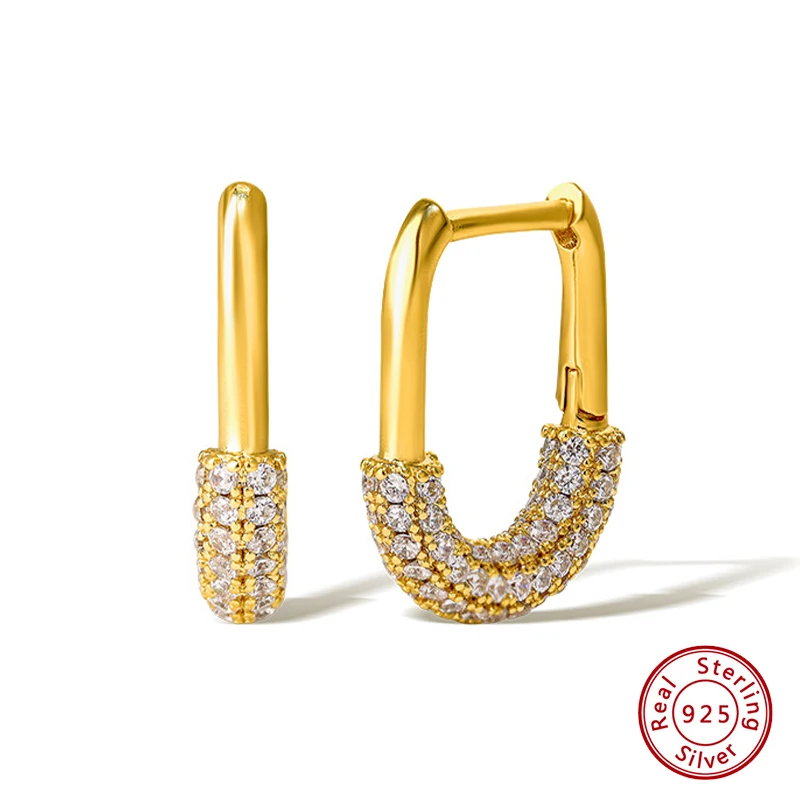 

925 Sterling Silver Earrings Original Certificate Fashion Zircon U Shape Ear Clip Stud Earrings For Women Factory Direct Sales