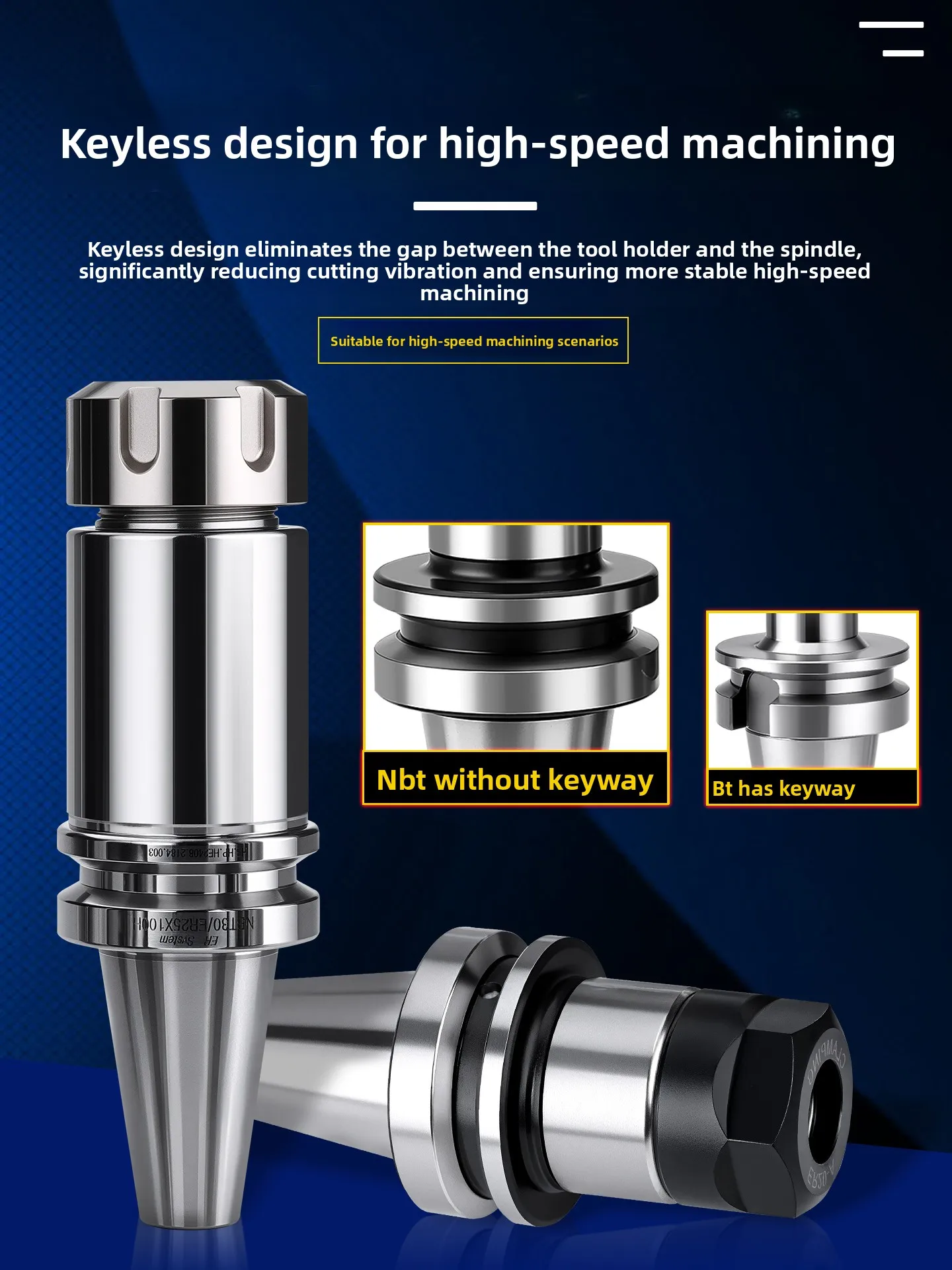 NBT30‑ER Keyless High‑Speed Tool Holder,CNC Collet Chuck,G2.5 25000RPM Balanced,0.001mm Run‑out,For ATC Machining Center Spindle
