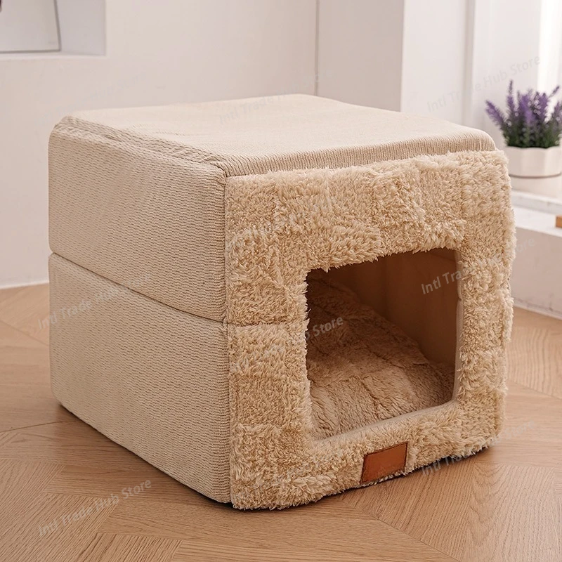 Winter Cat Bed Cave-Cat Beds for Small Pets,Soft and Warm Cats House Tent Bed,Foldable and Washable with Removable Cushioned