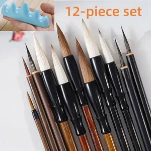 12-teiliges Set, Malpinsel-Set, mit Bambustasche – hochwertige Aquarell- und traditionelle Kalligrafiepinsel