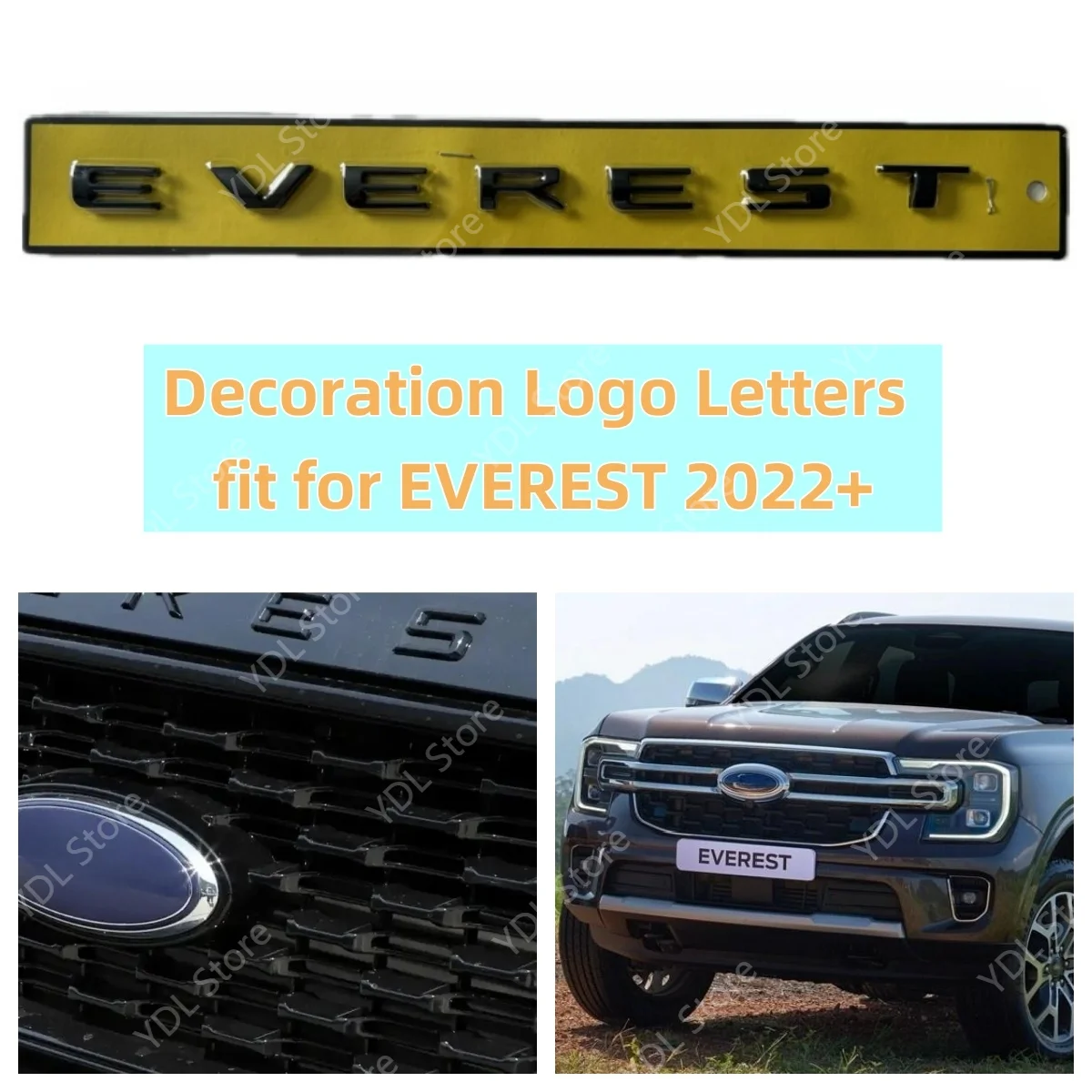 

Rear Side Decoration Door Sticker With Glue Chromium Styling 3D Hood Emblem Logo Letters For FORD EVEREST 2023 2024 2025
