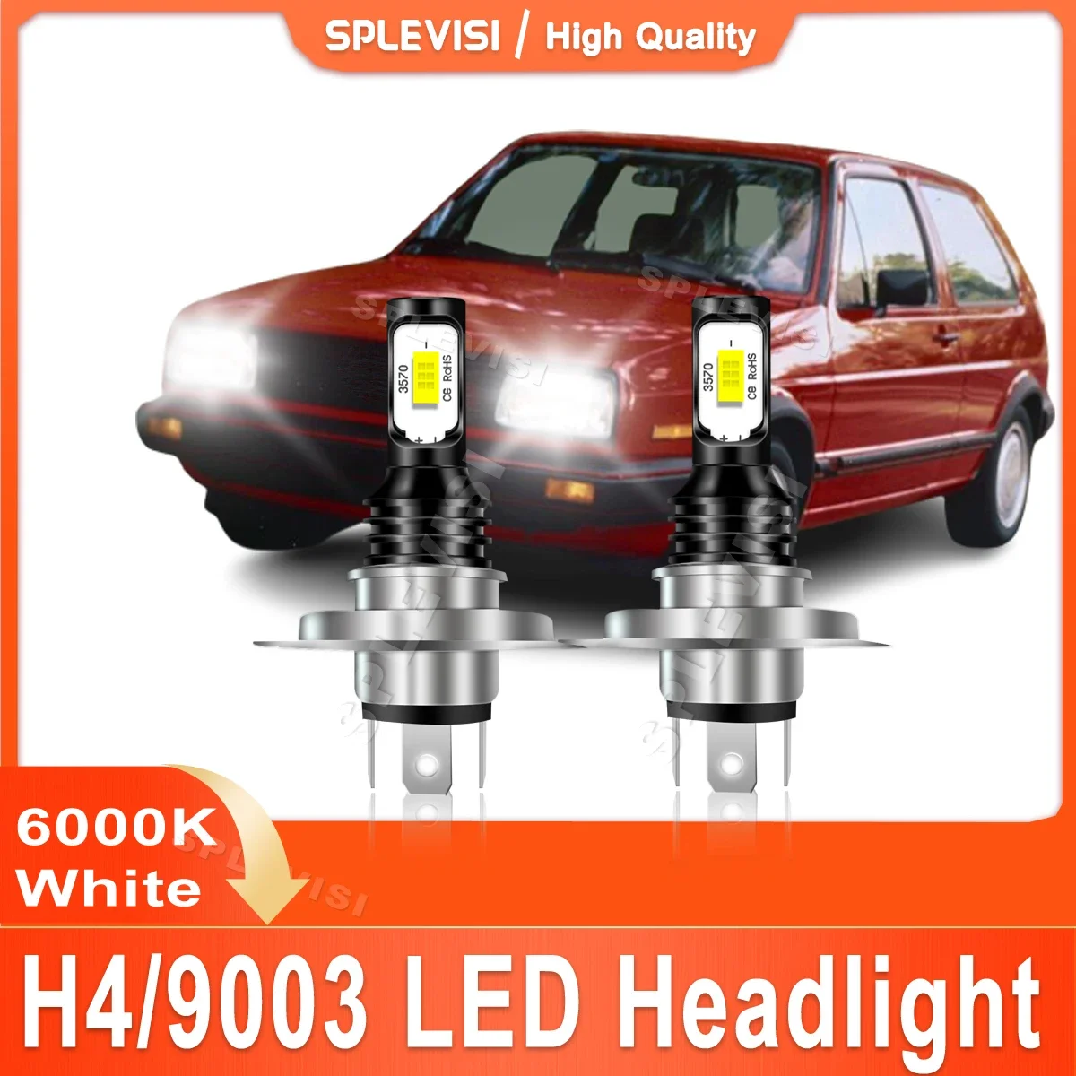 

LED Car Light H4/9003 Pure White LED Headlight High Low Beam For VW Golf MK2 1983 1984 1985 1986 1987 1988 1989 1990 1991 1992