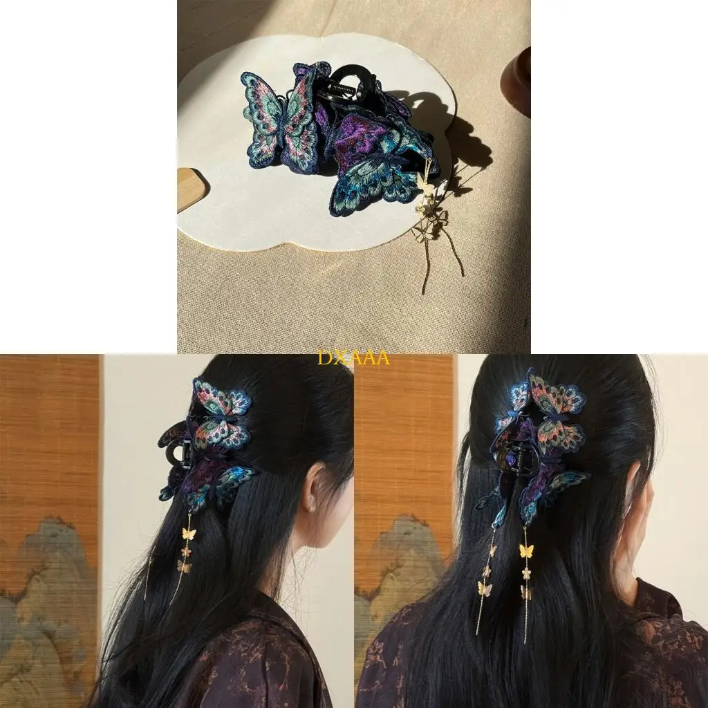 

DXAA Unique Butterfly Shaped Hair Clip Feature Traditional Chinese Art Barrette
