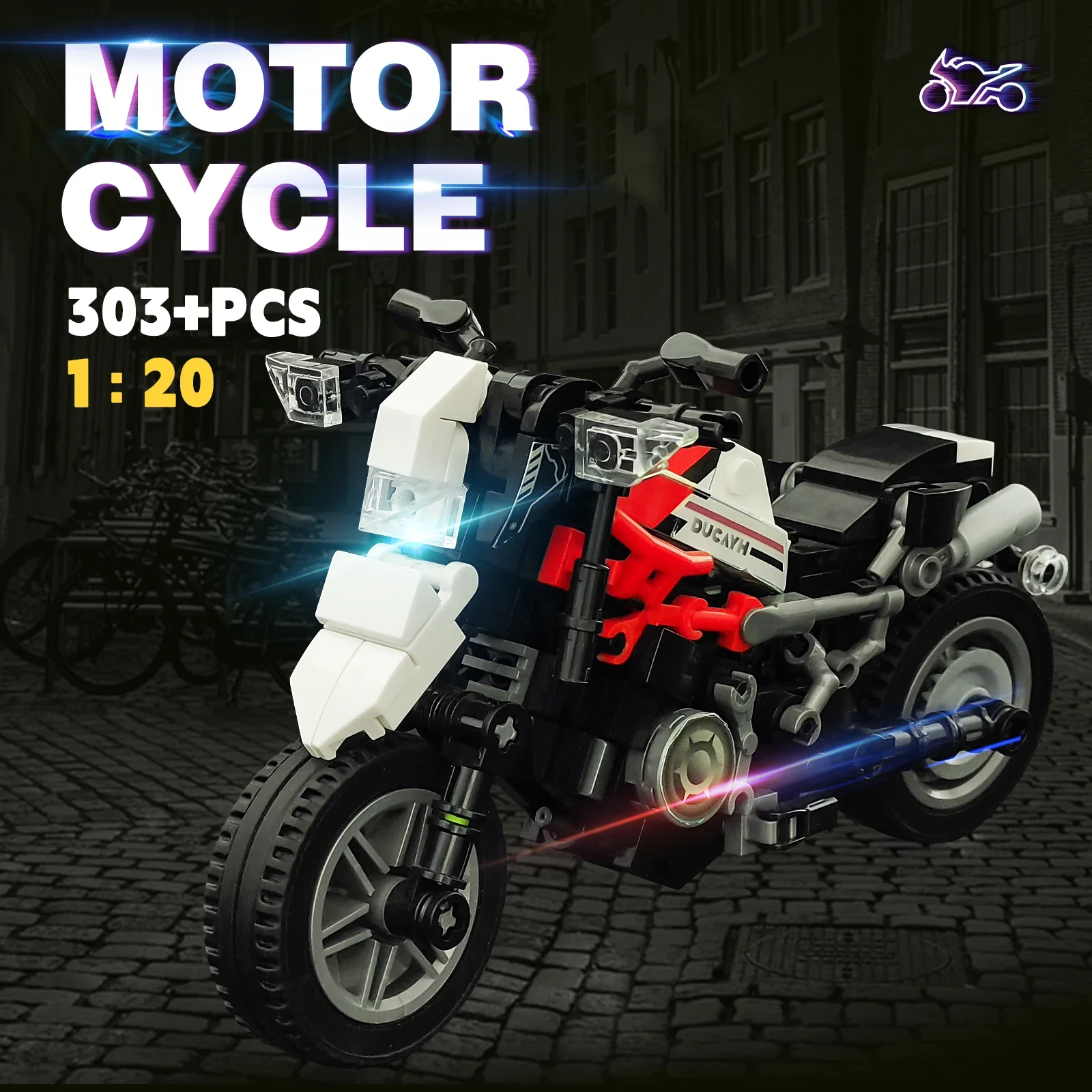 ホワイトオートバイビルディングブロックモデル88012リアルな復元連動おもちゃバイクボーイフレンドと大人への誕生日プレゼント