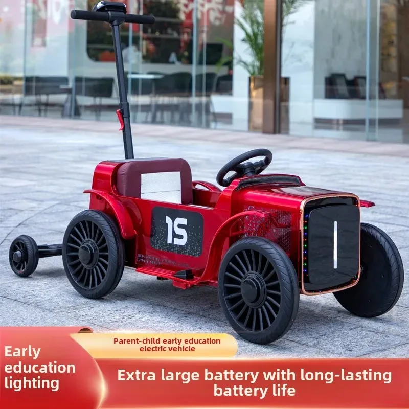 Children's Parent-child Electric Car Four-wheeled Baby Toy Car Can Sit Adult Remote Control Child Double StrollerR25