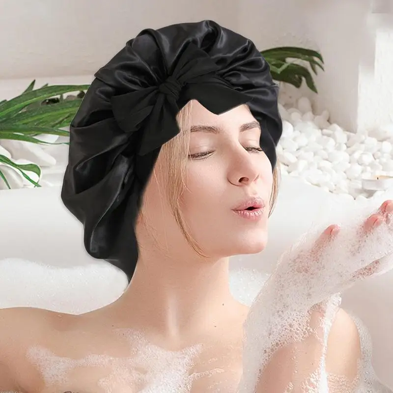 Sleep Bonnet For Long Hair Sleeping Hair Bonnets For Women With Strap Shower Bonnets Cap Adjustable Long Hair Natural Straight