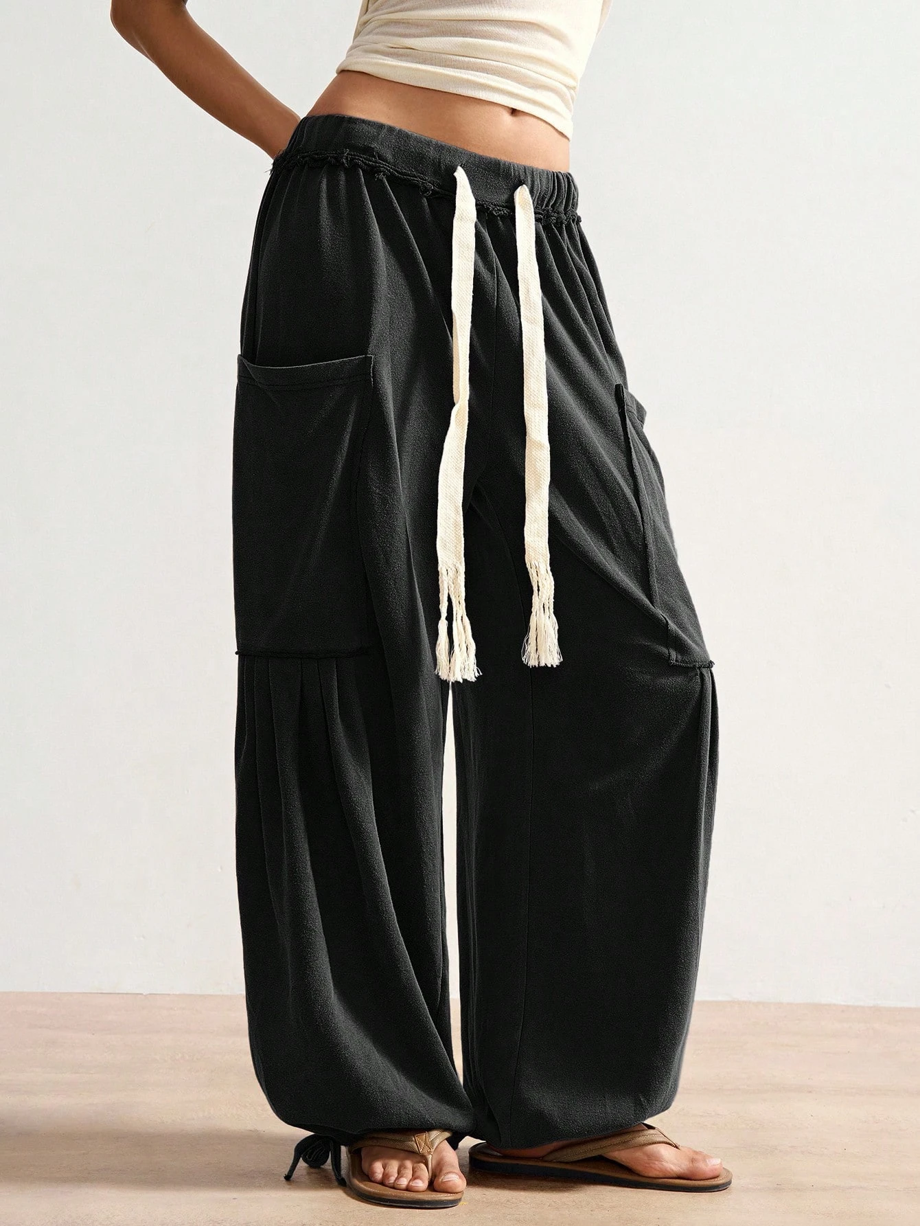 

Women's Casual Wide Leg Pants, High Elastic Waist Loose Fit Trousers with Pockets, Soft Comfortable Streetwear for Daily Wear