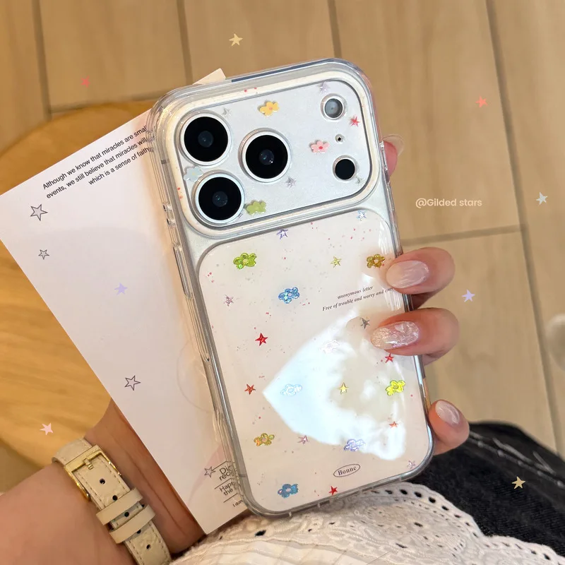 Fresh Flower Gold Foil Soft TPU Shockproof Anti-drop Anti-fingerprint Phone Case for iPhone 17 16 15 14 Pro Max