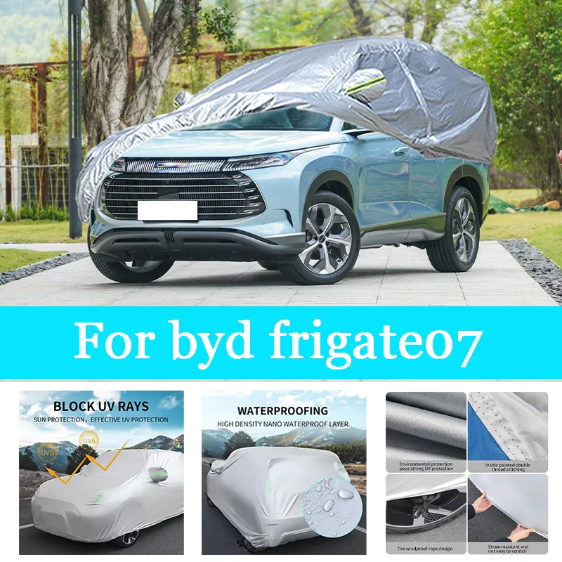 

Автомобильный чехол, уличный полный внешний снежный чехол, солнцезащитный козырек, водонепроницаемая пылезащитная защита со светоотражающими полосками для Byd Frigate07