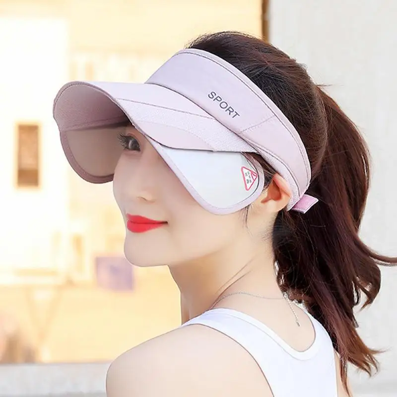 Sun Visor Hat Summer Ladies Cycling Sunshade Outdoor Sports Cap With Retractable Side Visors For Young Girls Women