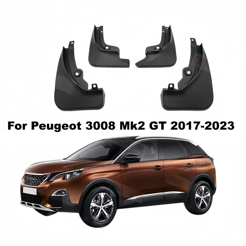 Car Mud Flaps Mudguards Splash Guards Fender Protect Decorate Accessories For Peugeot 3008 GT 2017 2018 2019 2020 2021 2022 2023