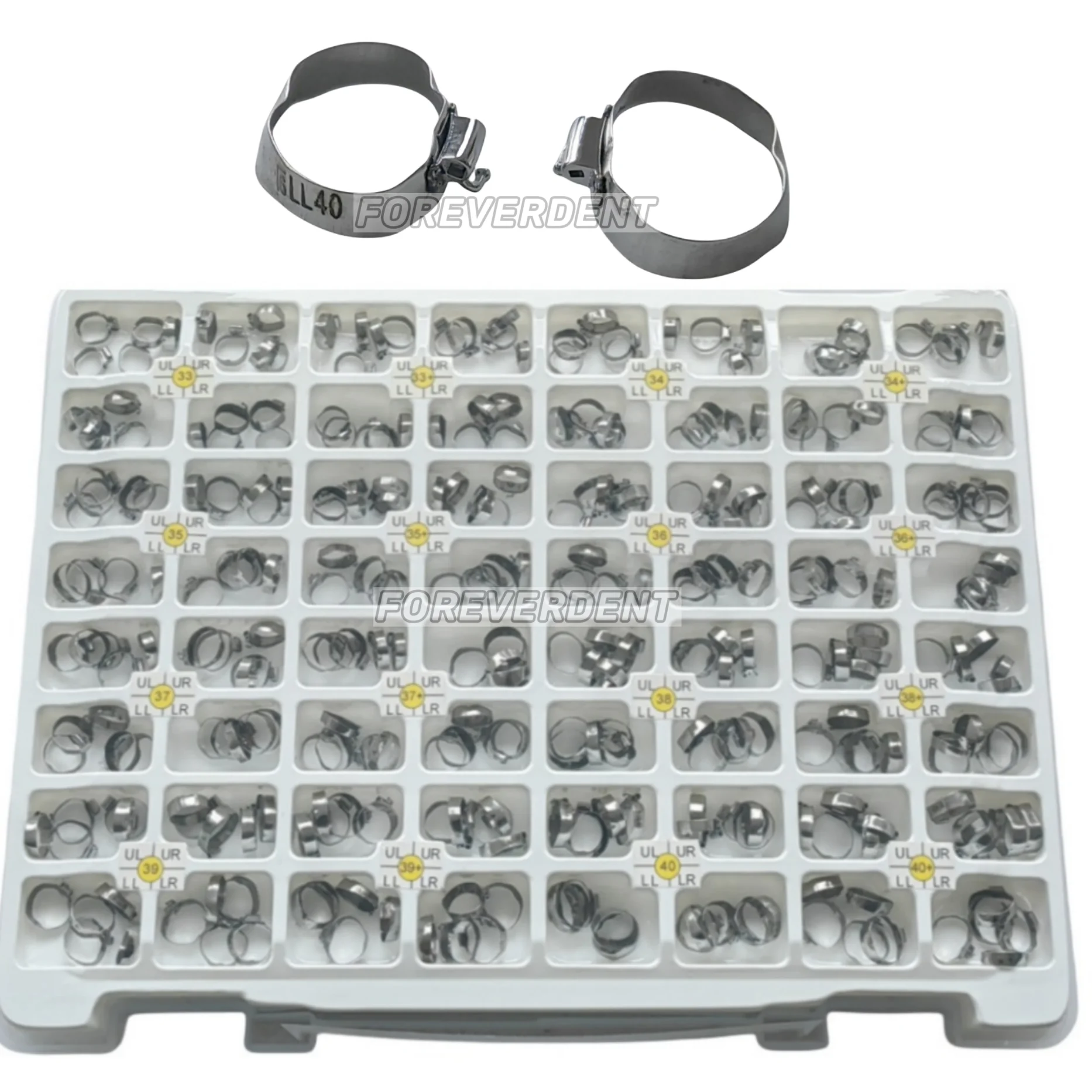 

320Pcs/Lot Dental Orthodontic Plain Molar Bands U2/L1 U1/L1 Tube #33-#40+