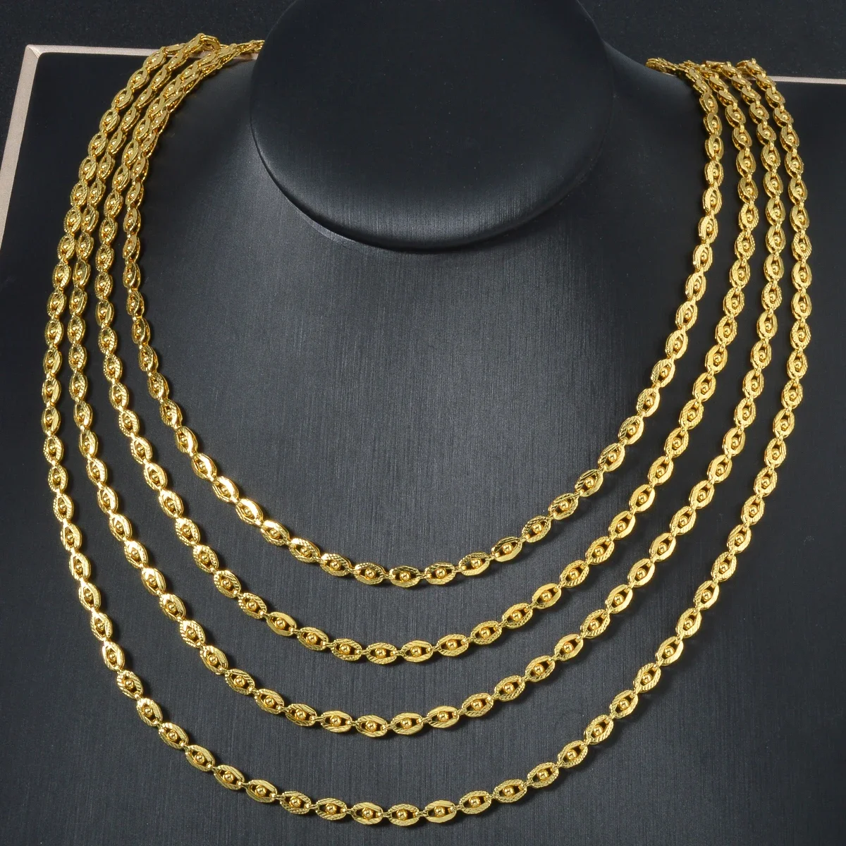 

Fashion African 24K Gold Color Oval Link Chain Necklace for Women Dubai Wedding Jewelry Statement Gift Piece Birthday Luxury