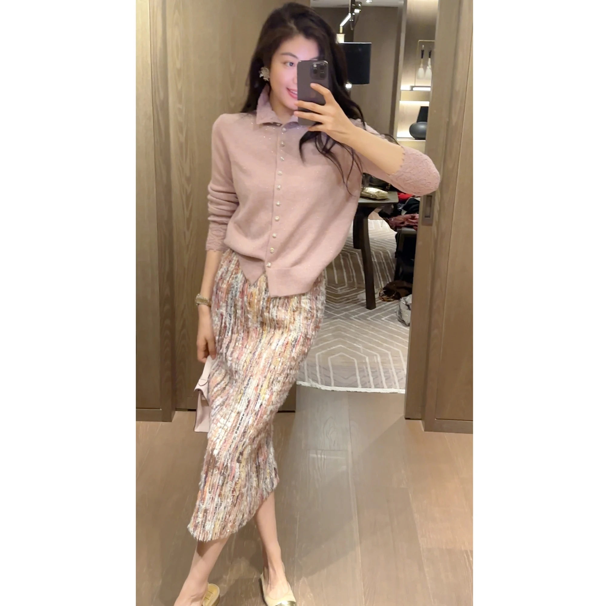 

Nico Winter New Design Sensation Small ence awl High Waist Slim Straight f Skirt Women's Faion T