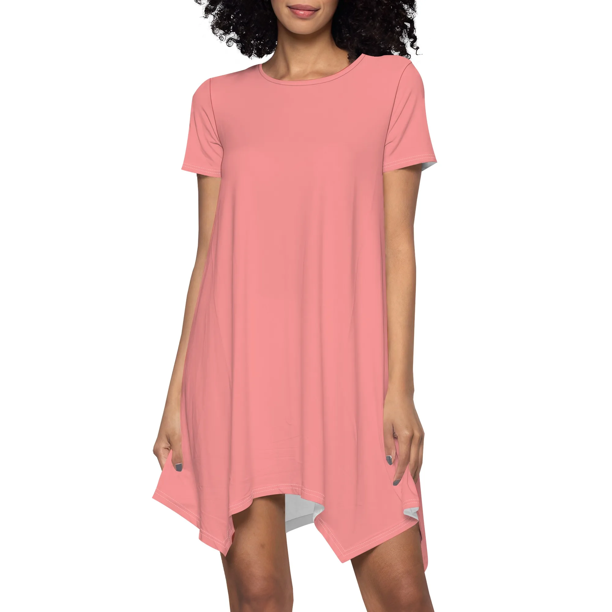 Camicia altalena ampia da donna Tunica casual con leggings T-shirt a maniche corte girocollo tinta unita Abito ampio