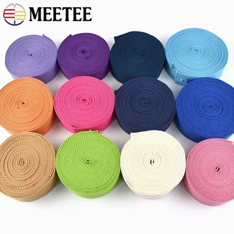3M Meetee 20-38mm Cotton Webbing Tapes 2mm Thick Canvas Webbings Ribbon for Sewing Clothing Belt DIY Bags Strap Band Accessories