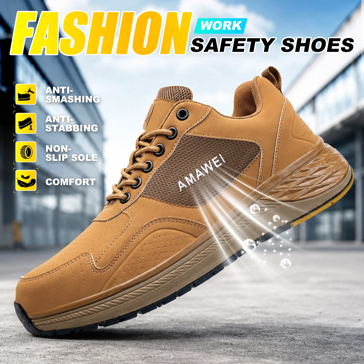 Men's Composite Toe Work Boots, Durable Steel Toe Work Boots, Anti Smash And Anti Stab, Comfortable Work Safety Shoes