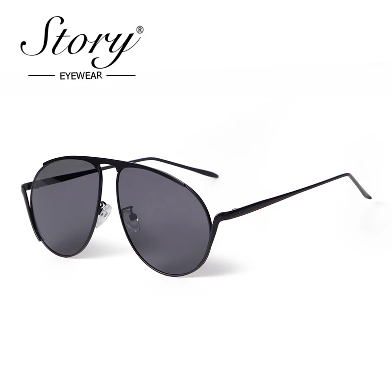 

STORY Retro Fashion Metal Pilot Sunglasses Women Men Luxury Designer Sun Glasses Trendy Oversized Aviation Shades Female S9593A