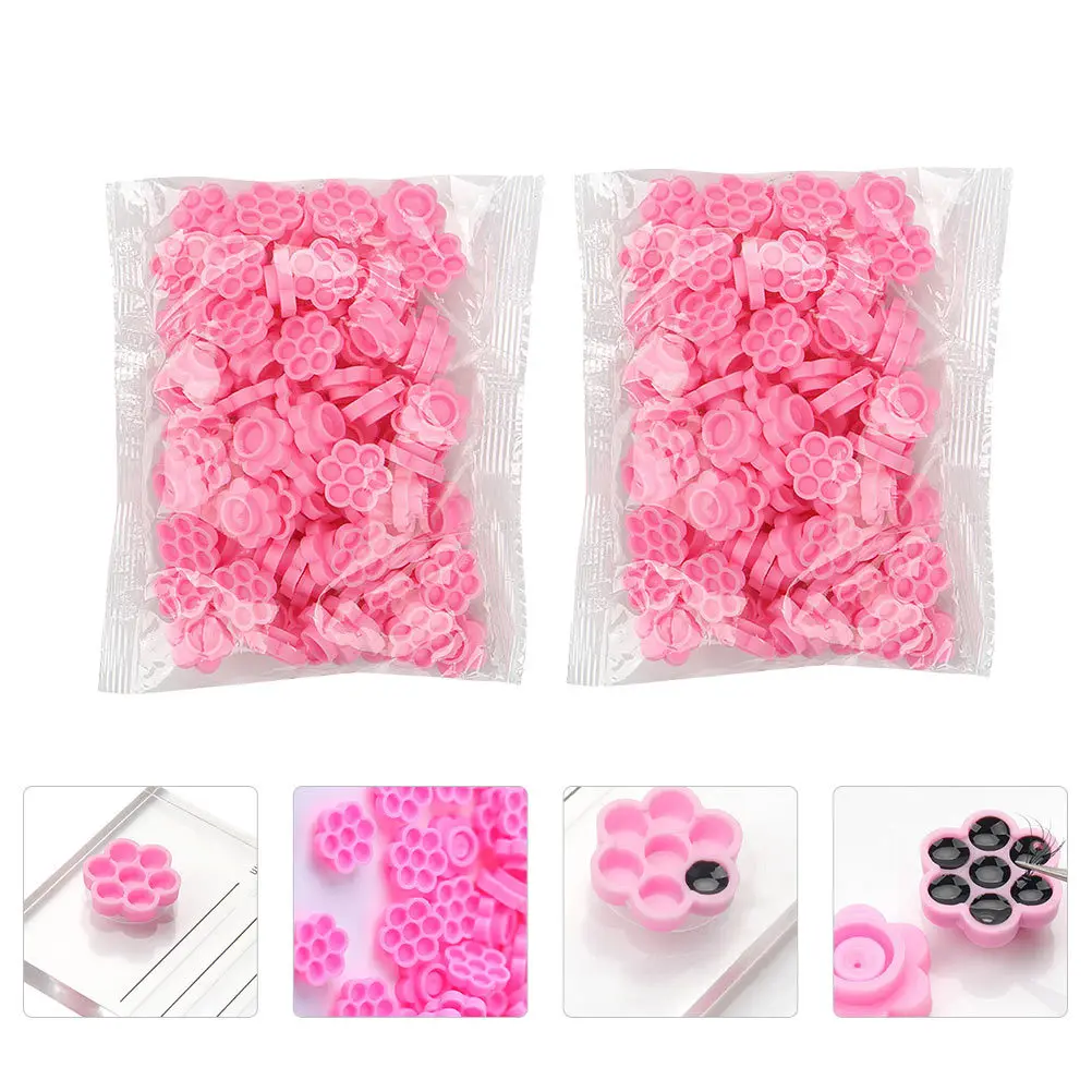 

200pcs Glue Delay Cup Practical Sticking Tool For Salon Pink Grafting Eyelash Holder Salon Supply False Lash Glue Cup Eyelash