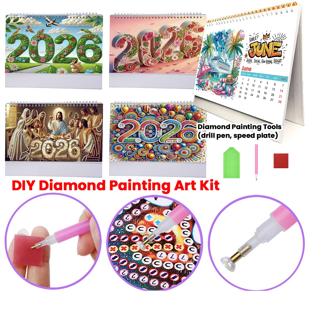 

2026 Calendar Diamond Painting Calendar Set Diamond Painting Kit for Living Room Bedroom Office Desk Gift Giving
