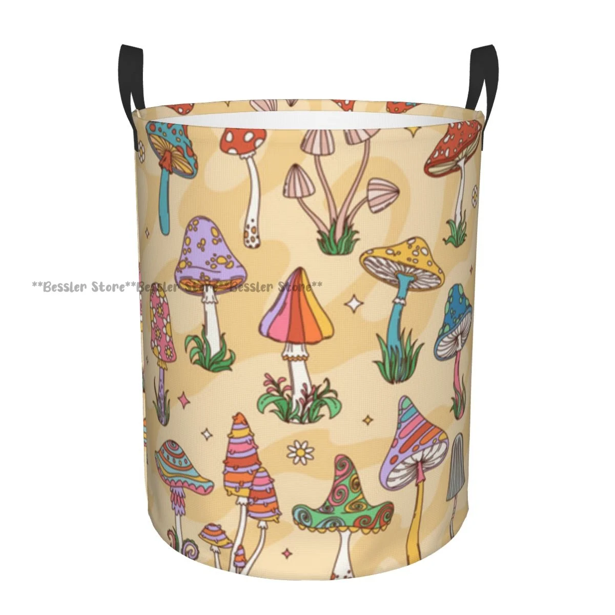 Groovy Hippie Mushrooms With Psychedelic Trippy Waterproof Storage Bag Household Dirty Laundry Basket Folding Clothes Organizer