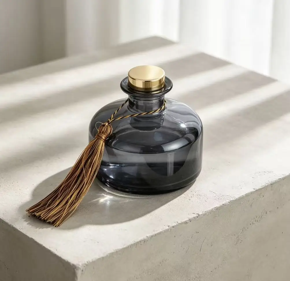 1PCs 130ml/250ml High Quality Black Empty Aromatherapy Bottle Reed Fragrance Glass Diffuser Bottle with Wood Lid