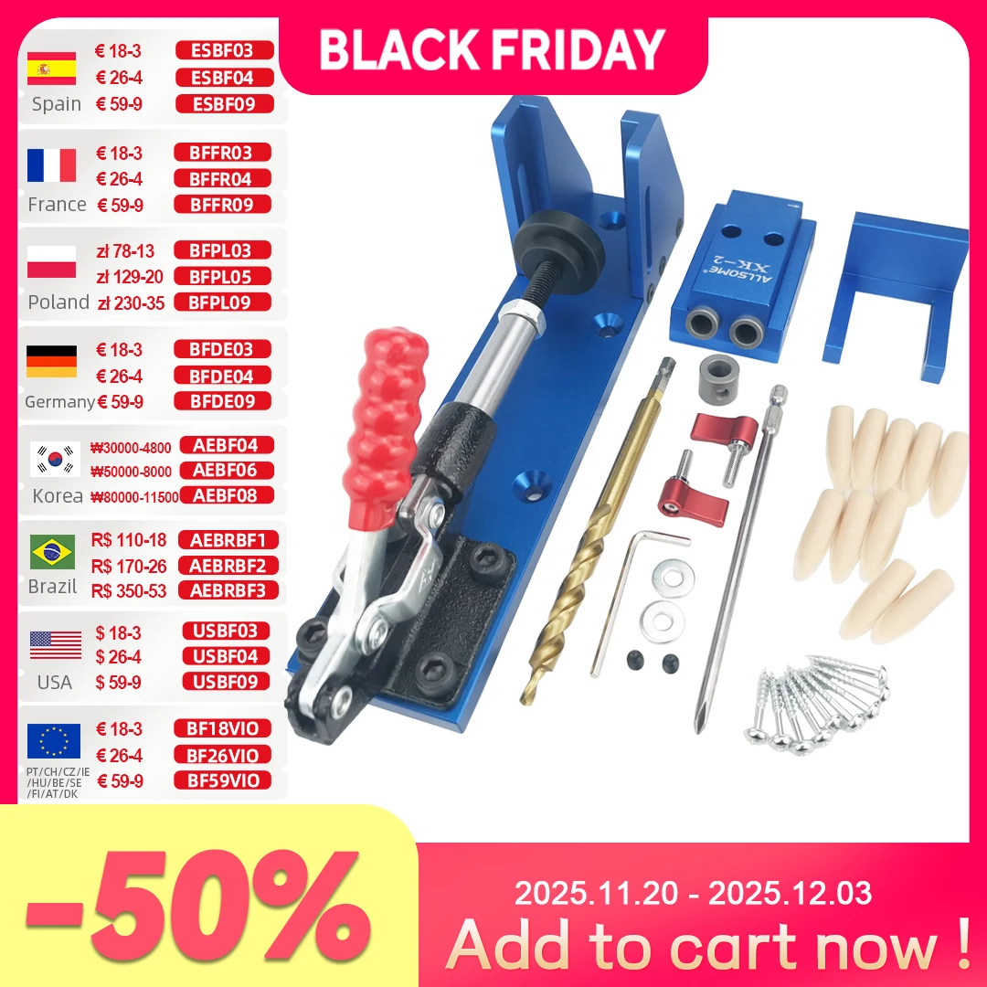 Aluminum Pocket Hole Jig Kit with Drill Bits