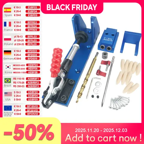 Aluminum Pocket Hole Jig Kit with Drill Bits Allsome