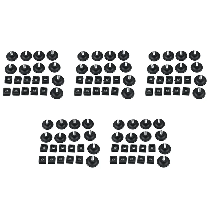 AT53 50 juegos de pie de nivelación ajustable de 45 mm de diámetro de base 25 mm x 25 mm Kit de inserción de tubo cuadrado