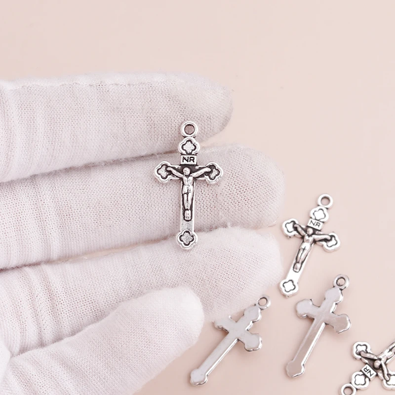 Leslie 20 stücke Legierung Kreuz bezaubert religiöse Kruzifix Anhänger für DIY Schmuck machen Accessoires hand gefertigte Ohrringe Halsketten – Detail 7