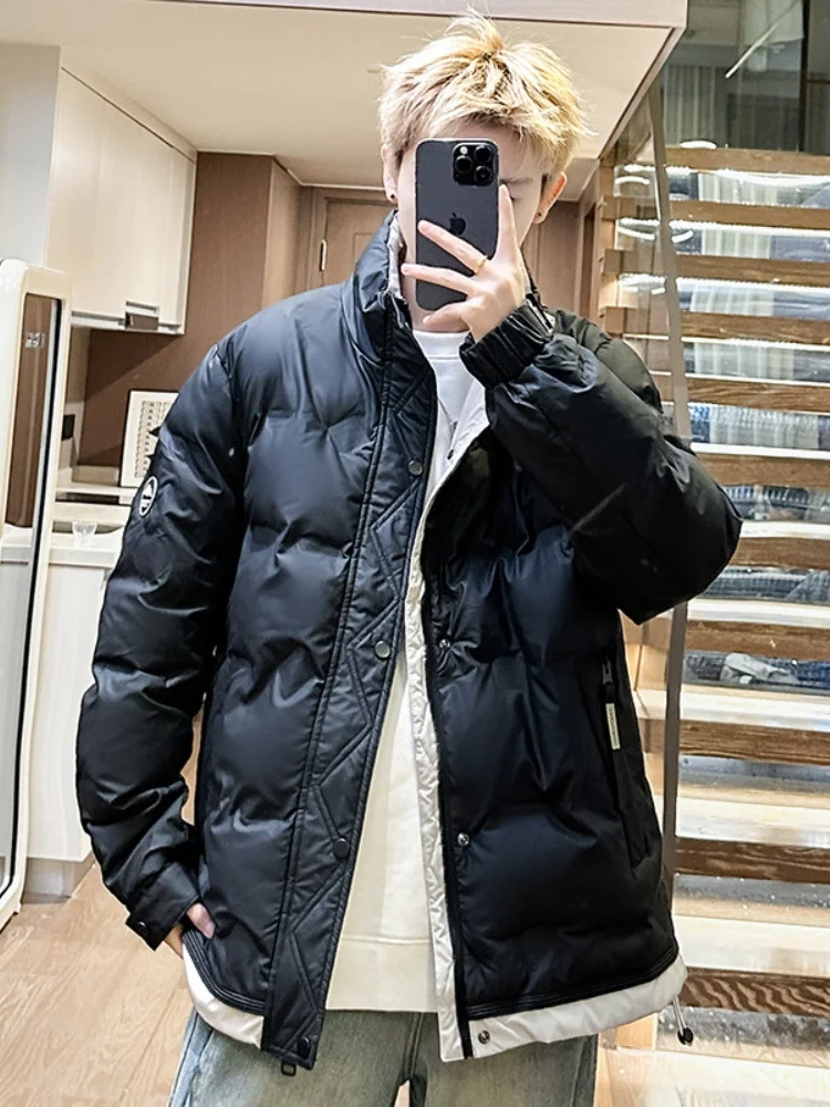 

Men's Thiened Stand Collar down Jaet Winter 2024 Faionable Versatile Korean Sle Haome Cotton Jaet Outerwear