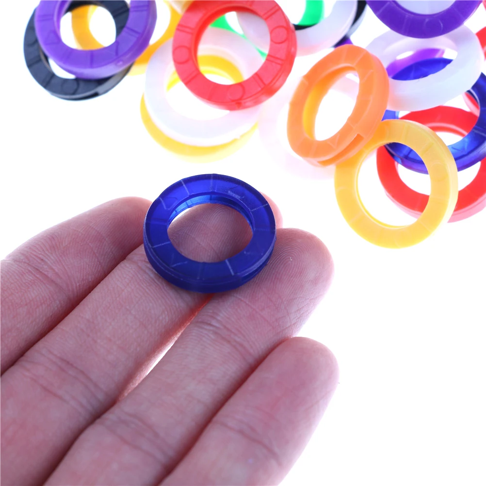 10pcs Key Top Cover Head/Caps/Tags/Label ID Markers Mixed Toppers Silicone Coding Colorful Key Identifier Cover Keyring Rings